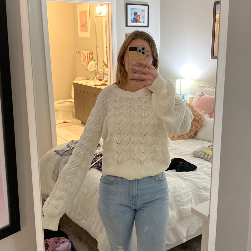 Abercrombie Oversize Knit Sweater White